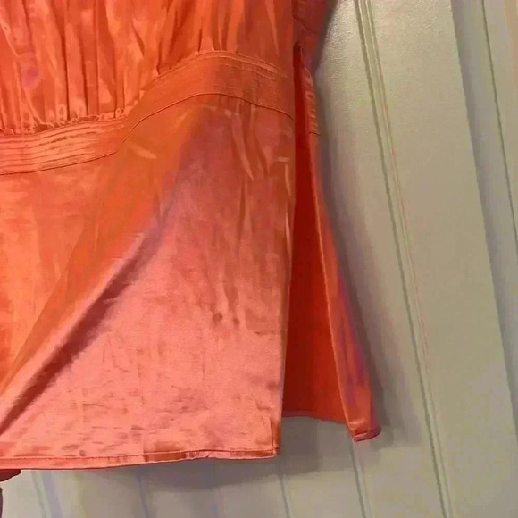 Cache silky orange blouse top vintage side zipper size Medium like new - Picture 5 of 9